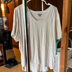 Falls Creek Women's Cream Striped Short Sleeve Tee